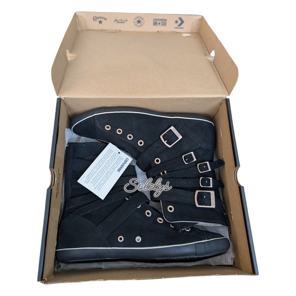 Converse 2012 Multi 5 Strap Buckle XHI Calf Hi Black Suede Sneaker Boot 7.5 RARE - Picture 13 of 14